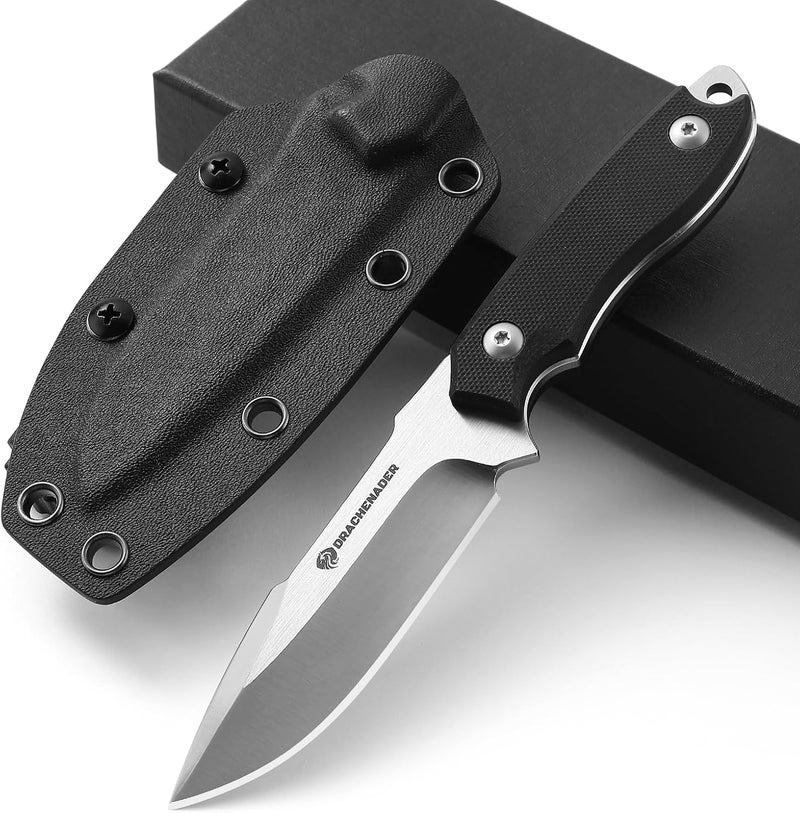 DRACHENADER EDC Fixed Blade Knife with Kydex Sheath 7-Inch D2 Steel Small Tactical Knife with Clip Lock, Versatile for Horizontal and Vertical Carry - Image 1